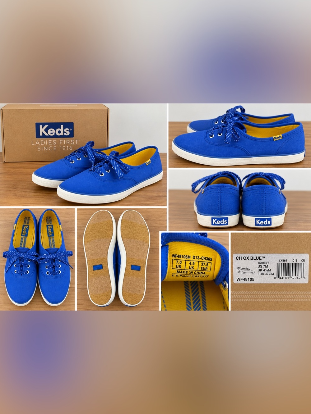 Keds Champion Oxford Sneakers Women’s Size 7 – Royal Blue Yellow Canvas L
